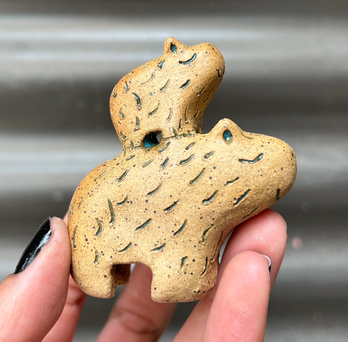 Stacked Capybaras Natural/Teal