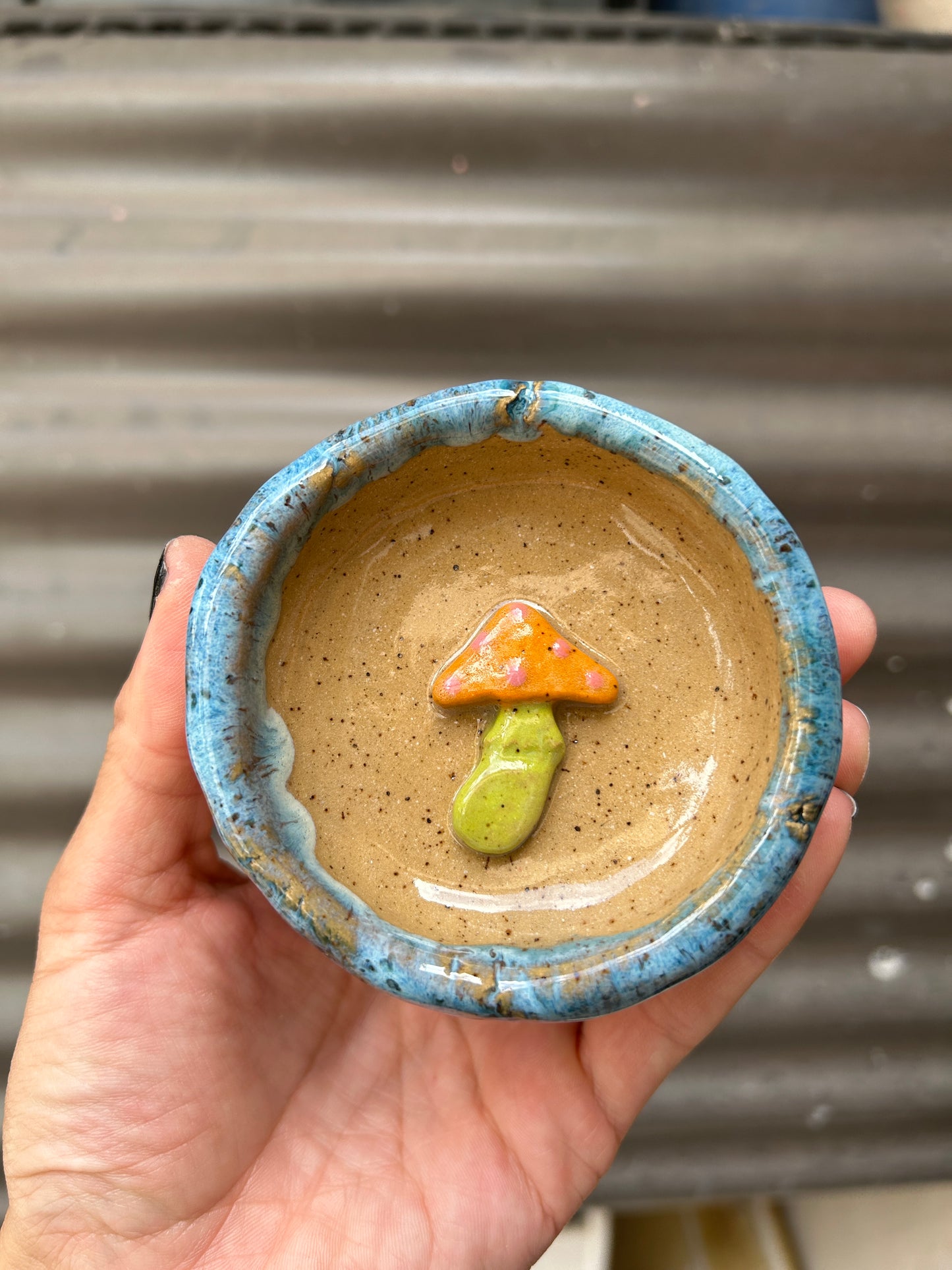 Mushroom Jewelry Dish - Blue