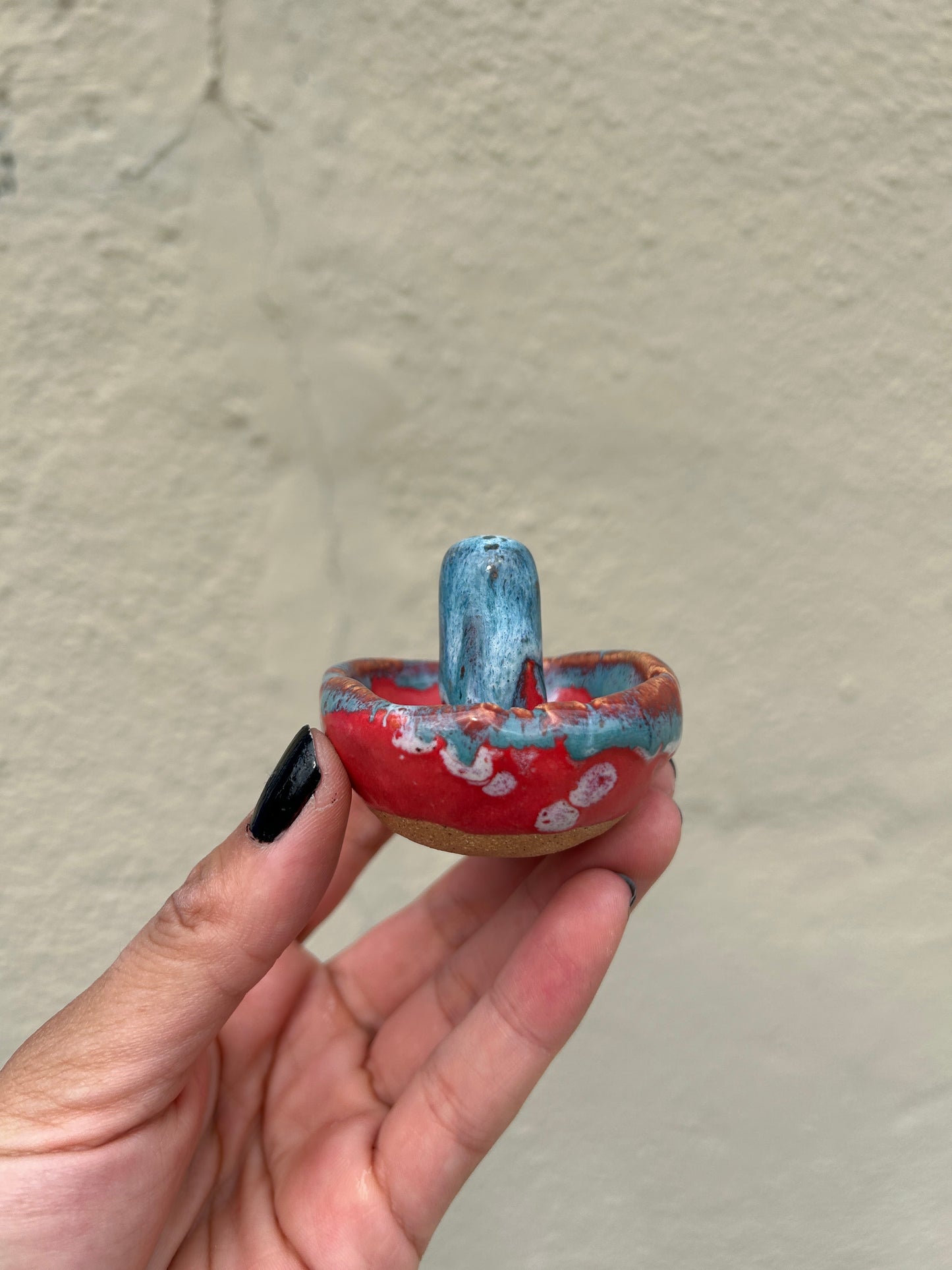 Mushroom Ring Holder - Red & Blue