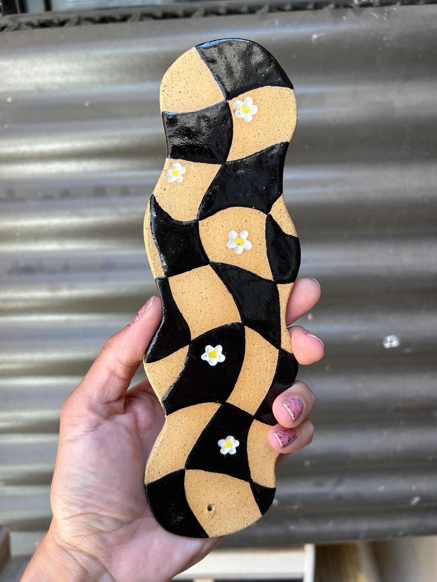 Groovy Daisies Wavy Check Incense Holder