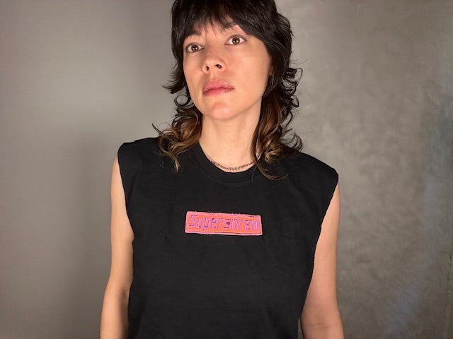 Supershrew Cropped Tank Black/Pink Small